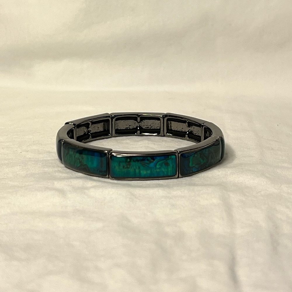 Lia Sophia Abalone Bracelet | Green Iridescent Stretch Jewelry